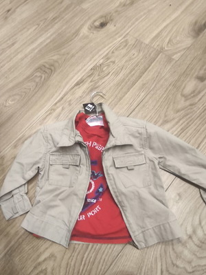 Σετ jacket και t-shirt καινούργιο για 2-3 ετών, μπεζ και κόκκινο