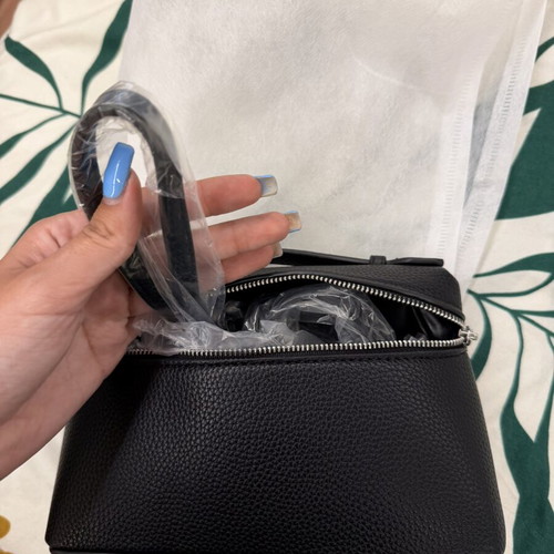 Small women's leather shoulder bag with long strap new, black