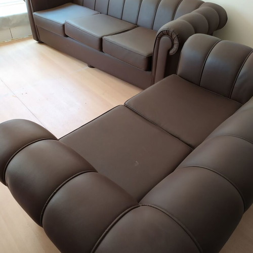 Leather living room set like new with three-seat sofa, two-seat sofa and armchair