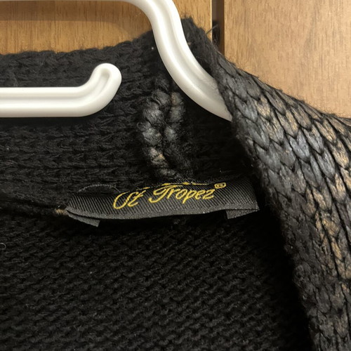 Ut Tropez long leopard kimono cardigan like new, black and brown