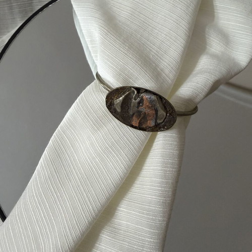 Handmade bracelet with 2 gift rings, brass and silver with natural stone