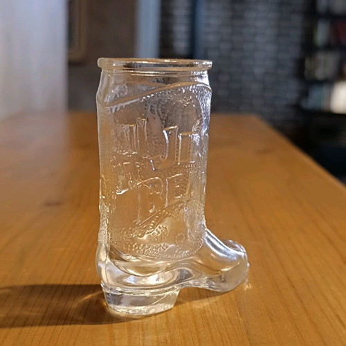 Jim Beam glass shot glass like new cowboy boot shape