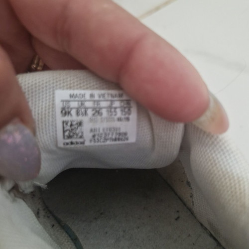 Adidas kids' sneakers size 26, white and green