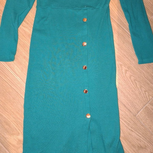 Midi dress green elastic with gold details new