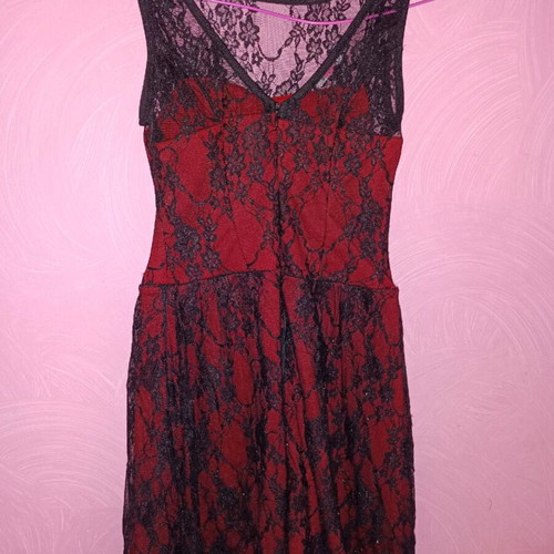 Mini dress red with lace small like new
