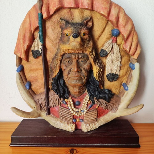 Vintage Native American Chief Bust Decorative Statue used