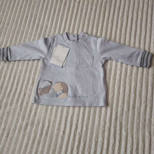 Chicco blouse new, size 6 months, blue with embroidered bear