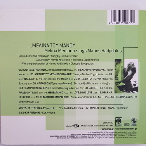 Melina Tou Manou CD like new