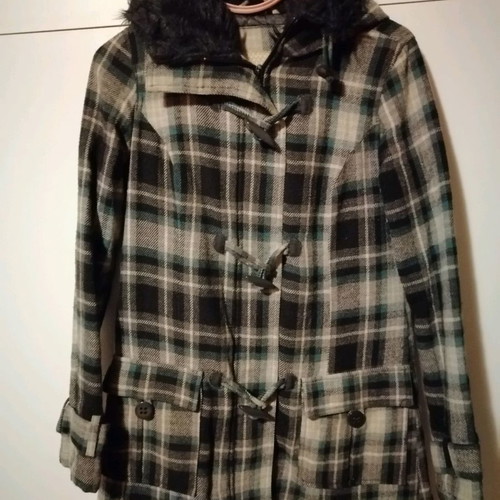 Checked coat like new, size M