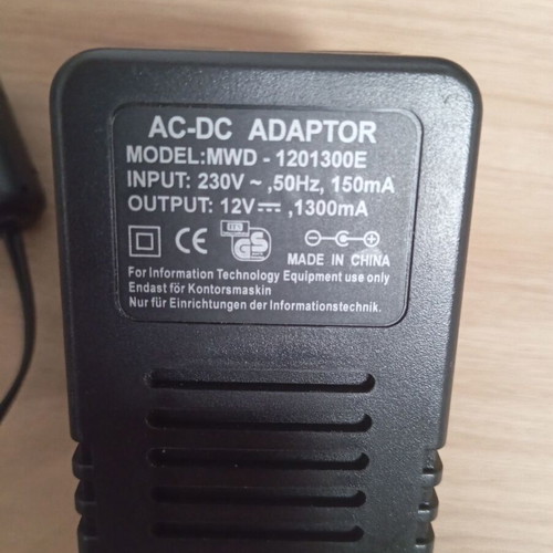 AC/DC adaptor MWD-1201300E used, 12V 150mA