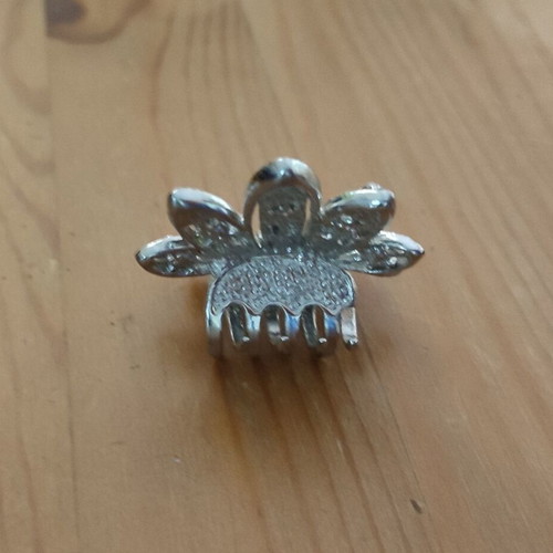 Vintage Metal Hair Clip with Rhinestones (Silver)