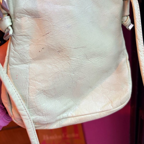 Pistachio leather crossbody bag used with strap