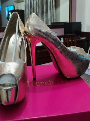 Gold Peep-Toe Pumps New Size 37-37.5