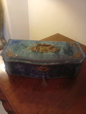 Antique velvet French boudoir box used