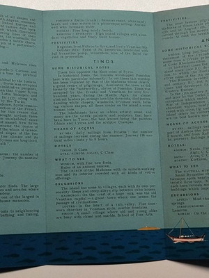 Τουριστική μπροσούρα λιθογραφία μεταχειρισμένη 1961 Σύρος, Τήνος, Μύκονος