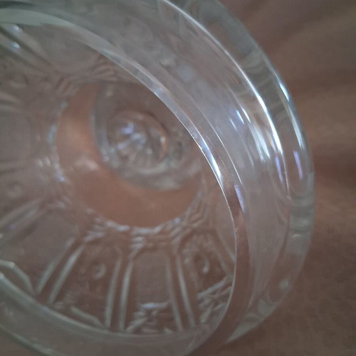 Crystal fondue pot lid used, carved, 10cm diameter
