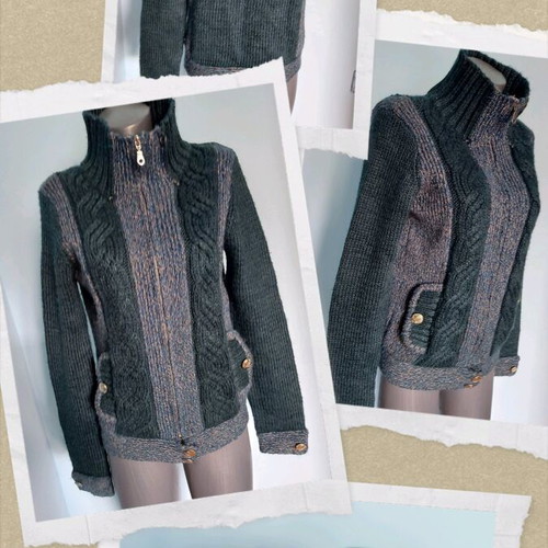 Vila cardigan like new, large size, green with lame