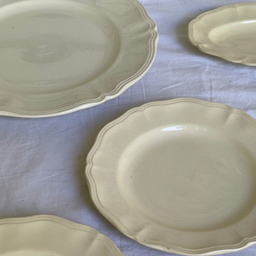Digoin & Sarreguemines set used, 7 plates, large platter, appetizer dish