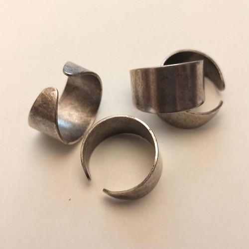 Set of 10 ring bases new, silver with patina