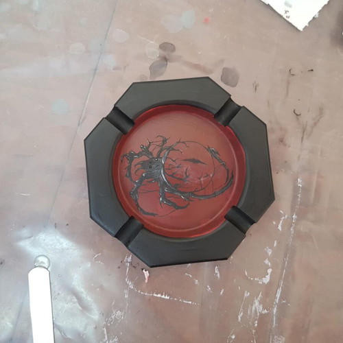 Handmade tribal spider ashtray made to order, hand-painted plaster