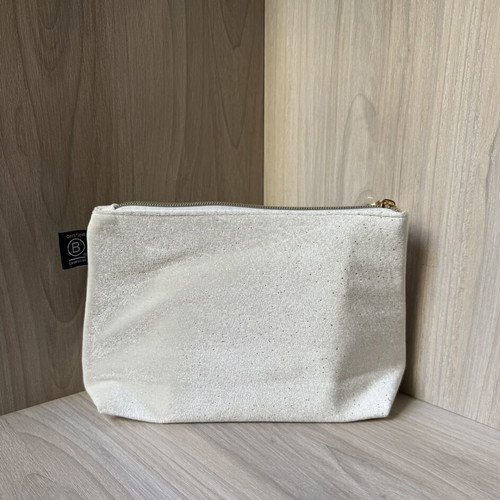 Apivita white velvet collectible toiletry bag with embossed bees and snowflakes