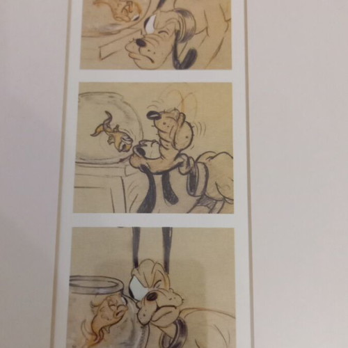 Pluto art print like new with three animation sketches