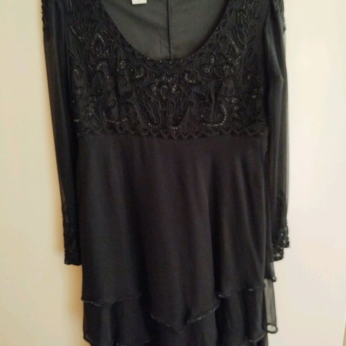 Abir embroidered evening dress with beads chiffon like new, black