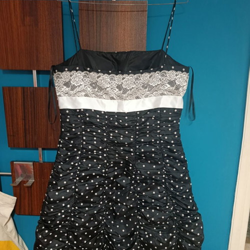 Vintage 80s polka dot cocktail dress like new, black and white