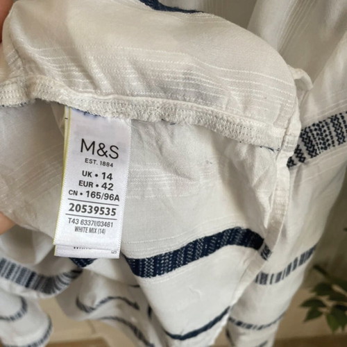 Marks & Spencer women's shirt white with blue stripes size XL