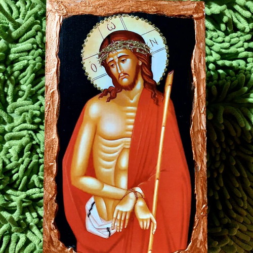 Religious icon 12x20 bronze color like new