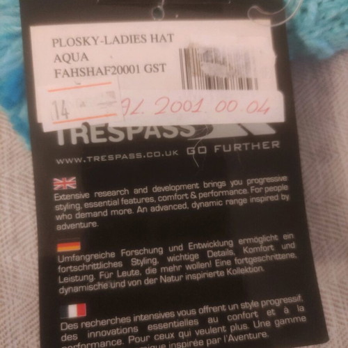 Trespass hat new turquoise