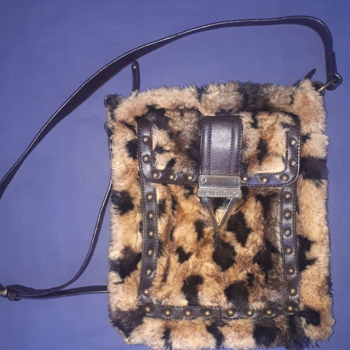 Valentino crossbody bag fur print animal like new, beige brown