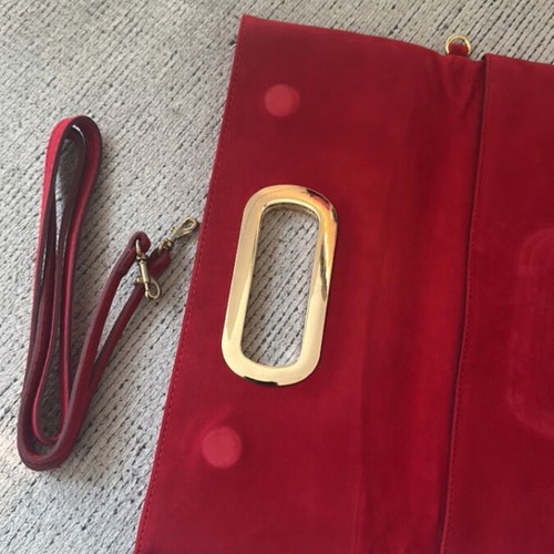 Suede leather red clutch bag NAK like new