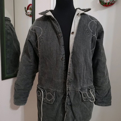 Winter denim jacket used gray oversize fit S-M