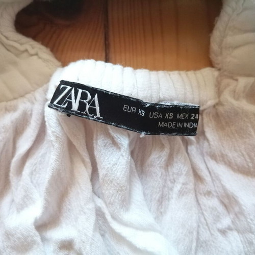 Zara women's boho white crop top XS