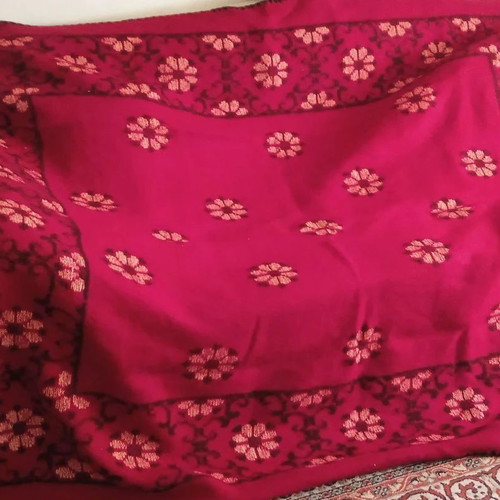 Traditional handmade woolen double loom blanket like new, burgundy