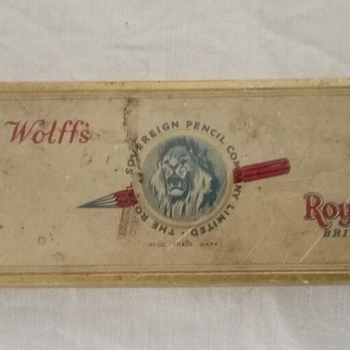 Old British Wolff's Royal Sovereign King George V Pencil Box used