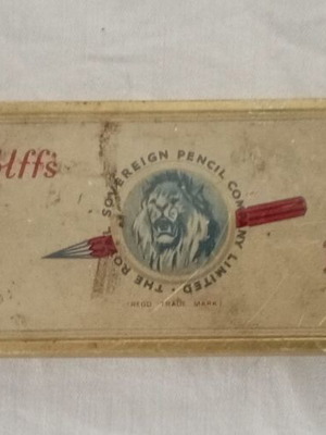 Παλαιό βρετανικό κουτί μολυβιών Wolff's Royal Sovereign King George V μεταχειρισμένο