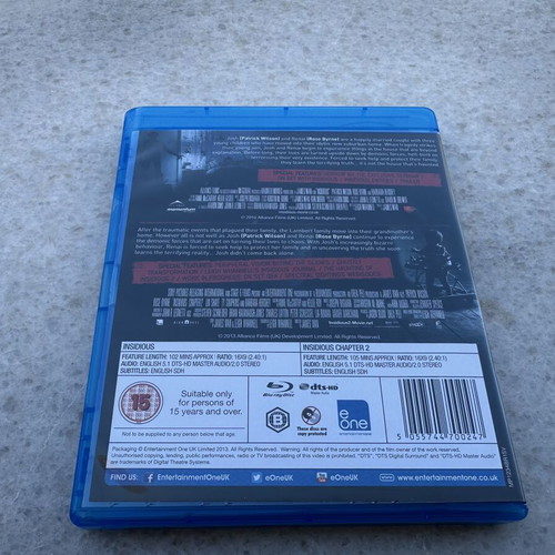 Insidious 1 & 2 Blu-ray set with English subtitles