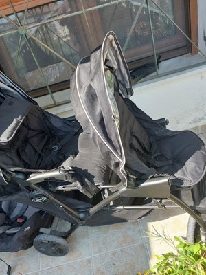 Twin stroller with one car seat