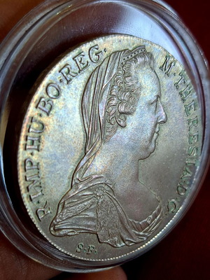 Silver 1 Thaler Austria 1780 Maria Theresia restrike with rainbow patina new