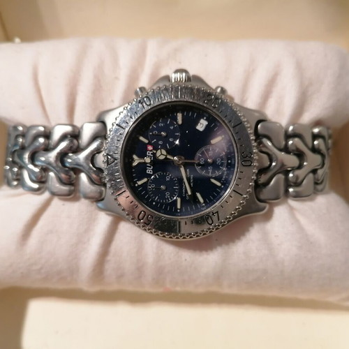 Buler Swiss chronograph watch like new, blue and silver