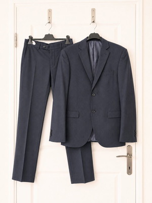 Alta Moda Men's 2-Button Suit used, graphite birdseye micro pattern