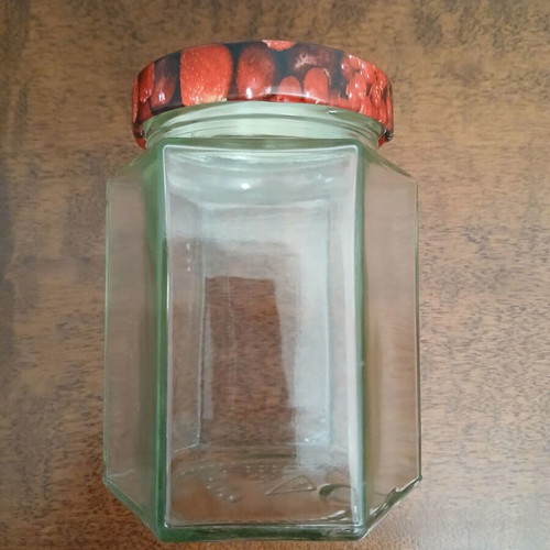Glass jar with lid hexagonal, like new