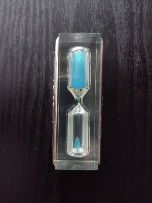 Hourglass with Sterling Silver Plate and Blue Sand like new