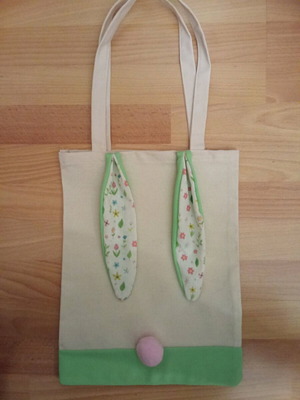 Children's Easter handmade shoulder shopping bag like new with bunny design