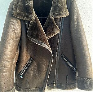 Jacket εφέ δέρμα με επένδυση απο οικολογική γουνα