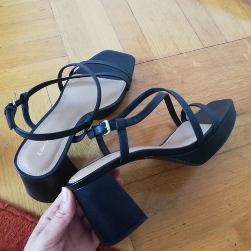 & Other Stories leather sandals with heel new, size 40-40.5, black