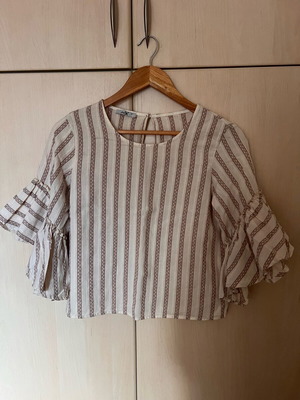 SheX office style blouse like new, beige and brown, size S