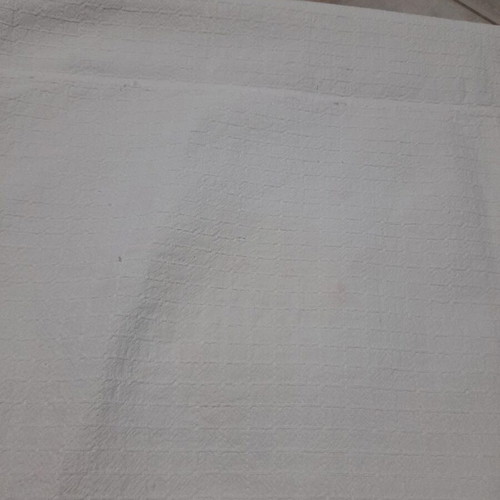 Handmade woven tablecloth with lace, like new, white 133x160 cm